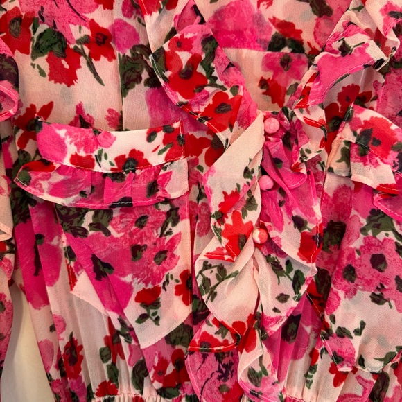 MISA Los Angeles Pink Floral Ruffle Dress XS - Picture 9 of 12